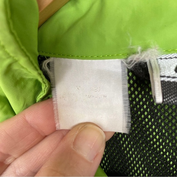 Vintage Asics Windbreaker Jacket Full Zipper Blue Green Vented 90s Large - Picture 3 of 8